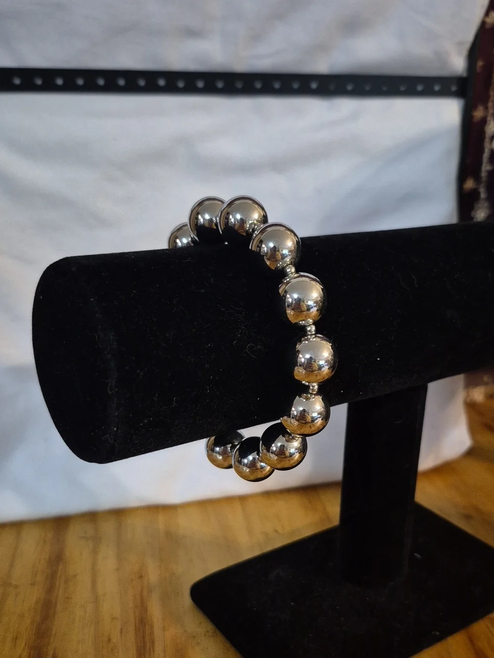 Plunder Silver Polished Bead Stretch Bracelet